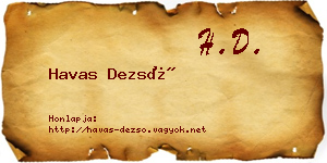 Havas Dezső névjegykártya